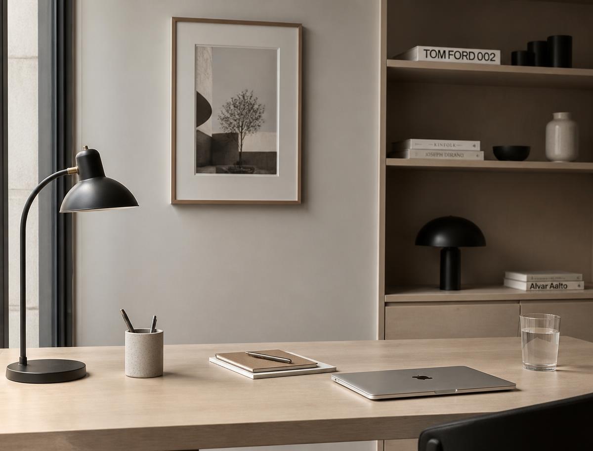 Verzorgde werkplekken in een modern kantoor met daglicht